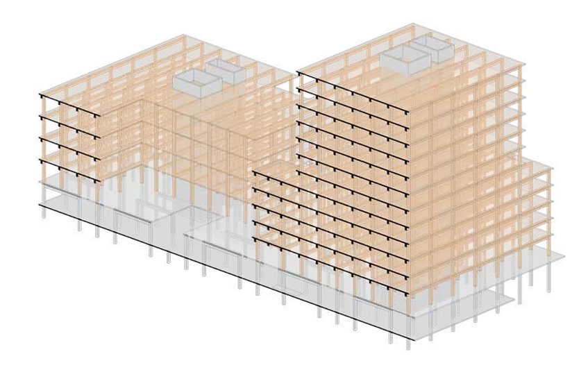北美木质摩天大楼开发商提案落地！麦迪逊将添 10 层大块木材公寓，碳封存 2593 吨(图2)