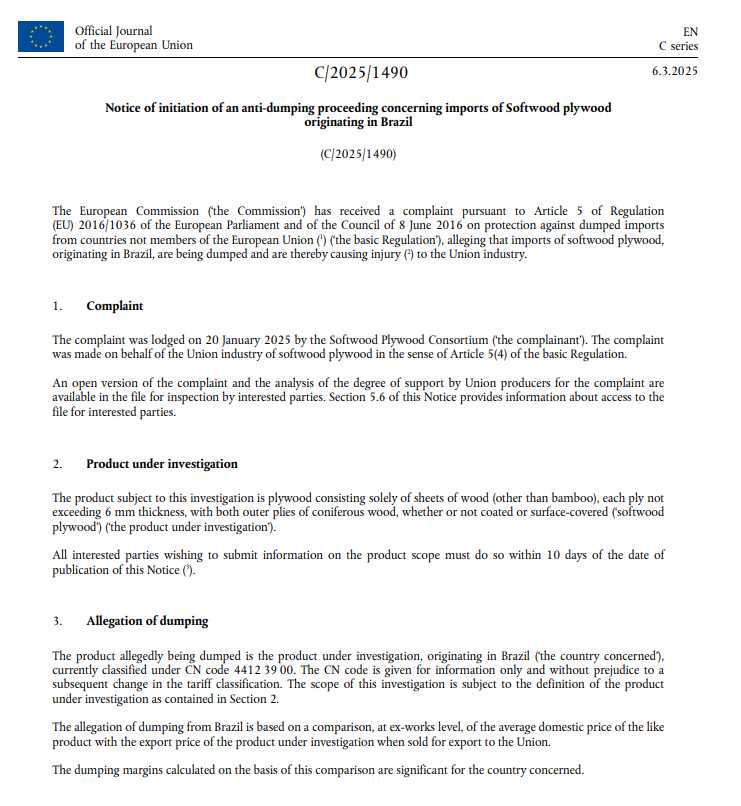 欧盟拟对巴西软木胶合板征收6.2%临时反倾销税(图2)